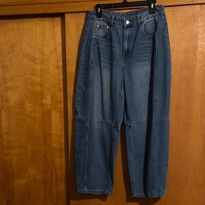 Stylish Blue Barrel Jeans